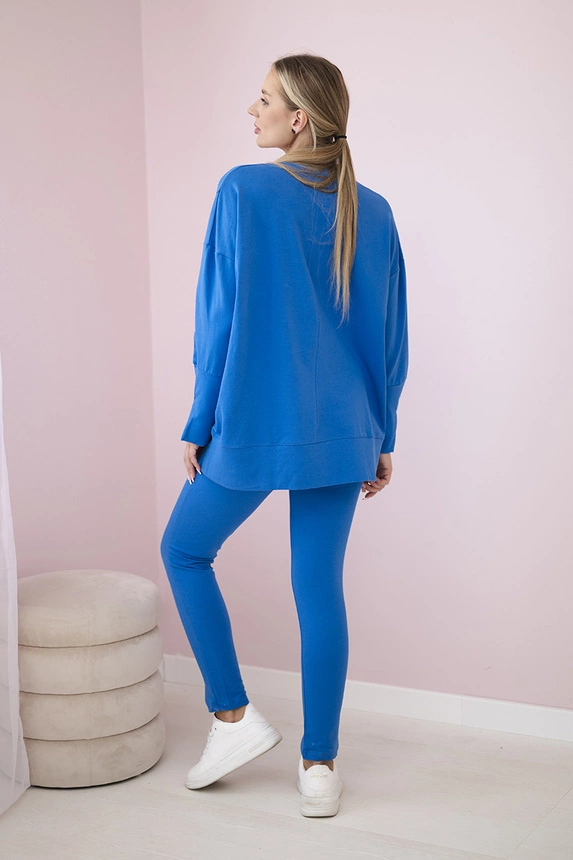 Komplektas su oversize palaidine rugiagėlių mėlyna