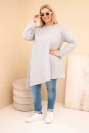 Dámská sukýnka Plus Size z viskózy s volným střihem a dlouhým rukávem šedá