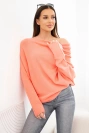 Damenpullover aus Viskose asymmetrisch Fledermausform lachsfarben