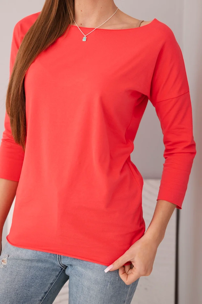 Women's boat-neck blouse raspberry