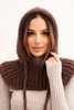 Women's hooded cap with a delicate weave and drawstrings brown