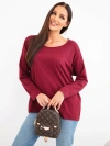 Women's loose-fit cotton blouse with an extended back burgundy