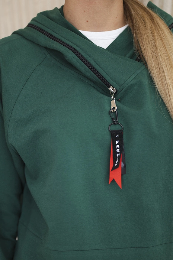 Zelená tunika na zip s kapucí Oversize