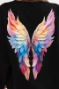Women's oversized cotton sweatshirt with colorful wings on the back black