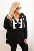 Damenpullover Plus Size aus Baumwolle mit Kapuze und großem H schwarz