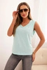 Women's sleeveless cotton blouse in a classic cut mint