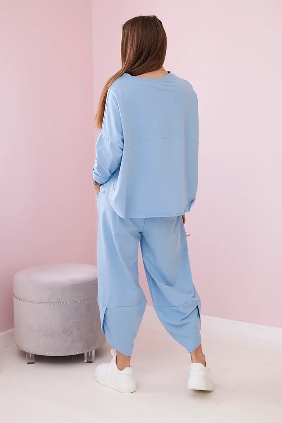 Bavlněná mikina kalhoty set modrý