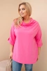 Damenbluse Plus Size aus Baumwolle mit lockerer Passform und Wasserfall-Ausschnitt hellrosa