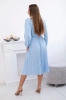 Dress tied with a pleated hem blue