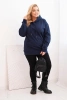 Women's Plus Size looped sweatshirt with a hood and kangaroo pocket navy blue