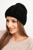 Women's winter wool hat with cable knit pattern K452 black