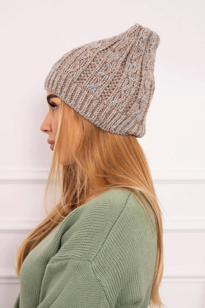 Cap with fleece Melisa K241 beige+gray