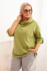 Women's Plus Size blouse with cotton in a loose fit with a water neckline olive fango