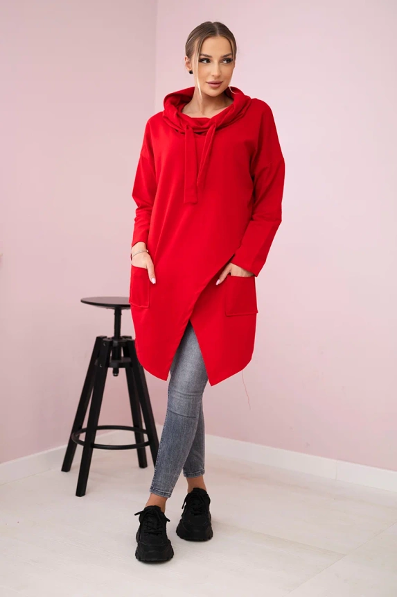 Tunic with envelope front Oversize red