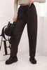 Elegante Damenhose mit hohem Bund und Bindegürtel braun
