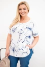 Dámska bavlnená blúzka Plus Size s krátkym rukávom a vreckom biela