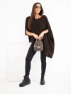 Damenpullover Poncho mit Mohair asymmetrisch mit weitem Ausschnitt braun