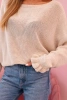 Women's mohair sweater with ruffled sleeves and a back cutout beige