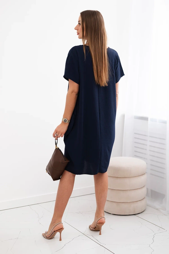 Dress with pockets and pendant navy blue