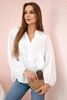 Cotton shirt blouse with hearts white