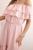 Women's off-the-shoulder dress with a longer back dark pink