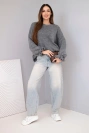 Damenpullover mit Mohair- und Wollanteil in lockerer Passform grau