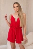 Short jumpsuit with decorative lace red