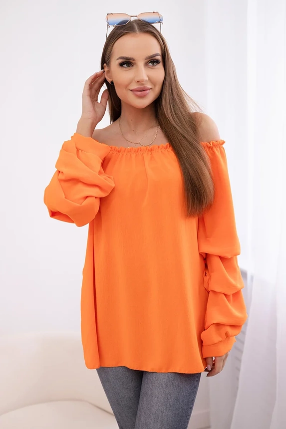 Spanische Bluse mit dekorativen Ärmeln orange