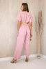 Overalls with a decorative belt at the waist powdered pink
