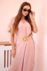 Dress with a decorative belt dark powdered pink