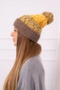 Dámská čepice s bambulí Abigail K326 cappuccino+yellow
