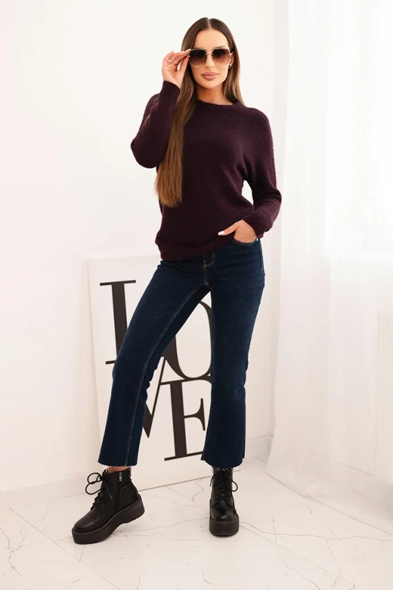 Women's sweater made of baby alpaca with long sleeves plum