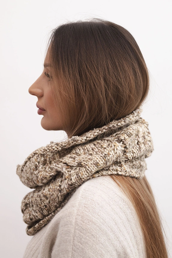 Women's soft wool blend winter scarf KN25 dark beige