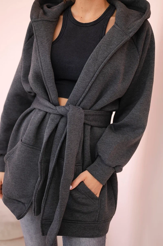 Wärmende Jacke mit Taillenband in graphit