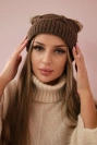Cap with fleece Alice K248 cappuccino+ecru