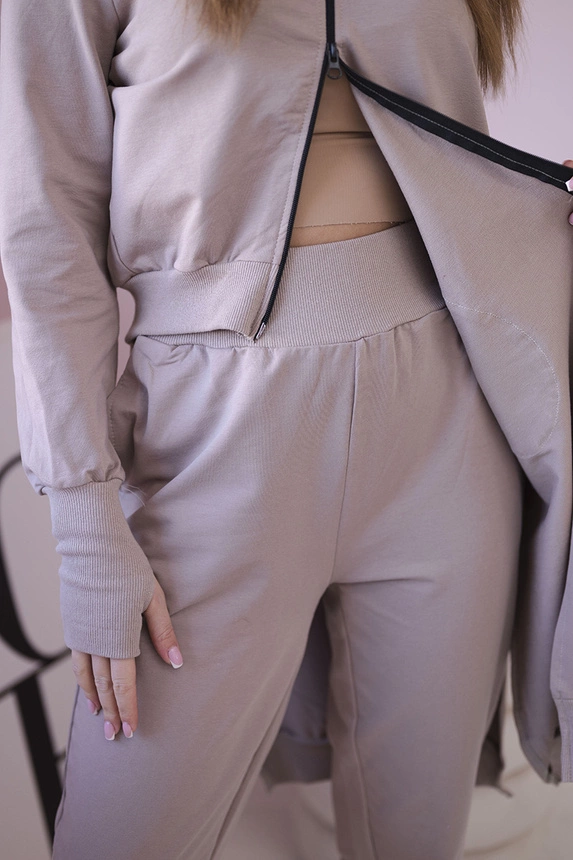 Sweatshirt-Set mit längerer Seite dunkelbeige