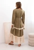 Women's boho dress with lace khaki