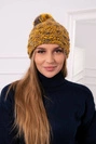 Čapica s fleece Fiona K275 horčica + cappuccino