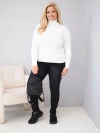 Moteriškas viskozės megztinis Plus Size su golfu klasikinio kirpimo ecru