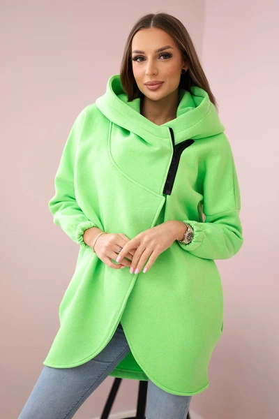 Sweatshirt mit kurzem Reißverschluss grün neon