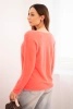 Women's sweater made of soft knit with a V-neck coral