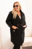 Moteriškas Plus Size paltas iš dirbtinio avikailio su kišenėmis juodas