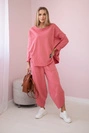 Baumwoll-Sweatshirt-Hosen-Set Himbeere