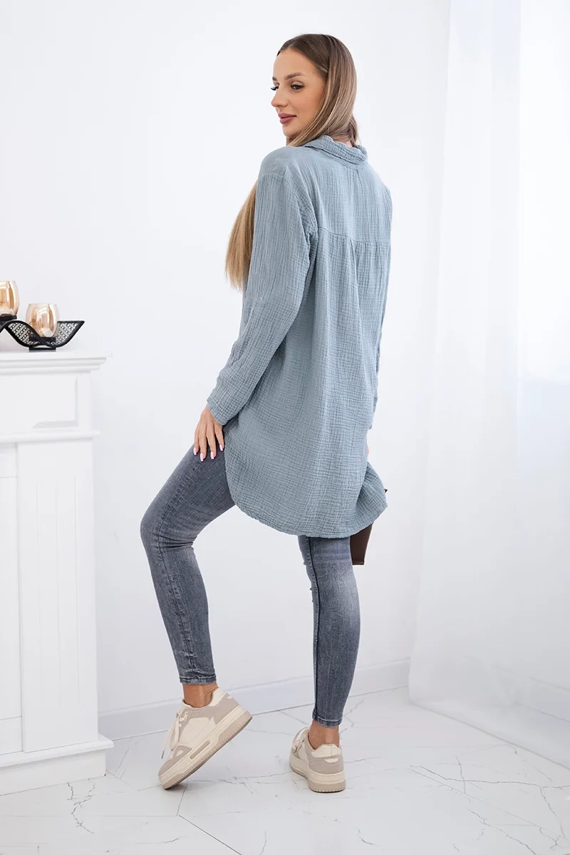Koszula bawełniana muślinowa Plus Size ciemno szara Maddie zdjęcie 3