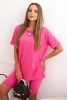 Women's cotton set with short sleeves and shorts pink