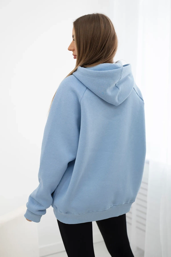Insulated cotton sweatshirt with a hood Love blue