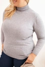 Dámský viskózový svetr Plus Size s klasickým střihem šedý