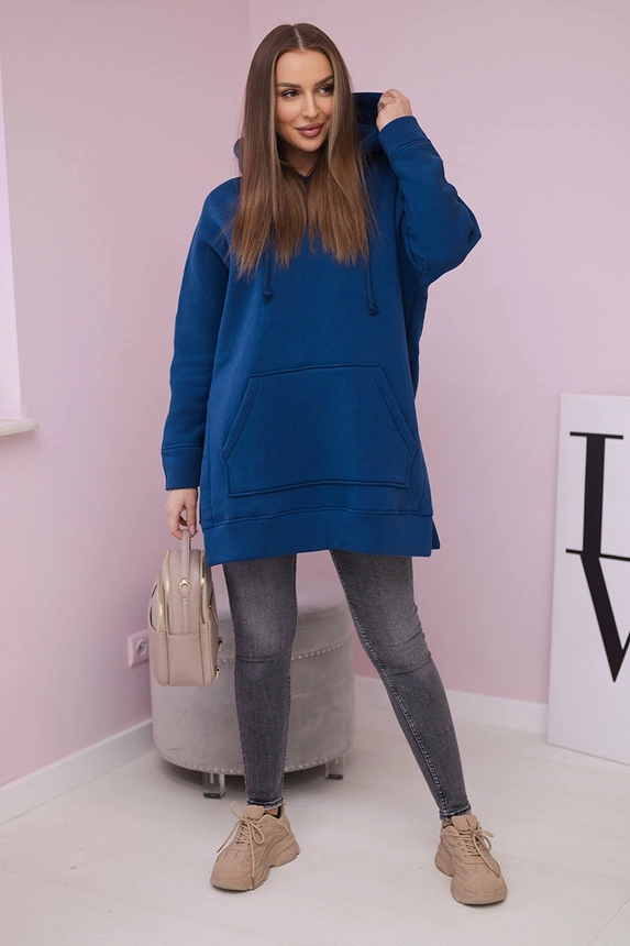 Insulated sweatshirt with slits on the sides jeans