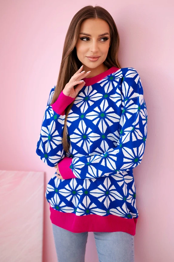 Swinger mit geometrischem Motiv kornblumenblau