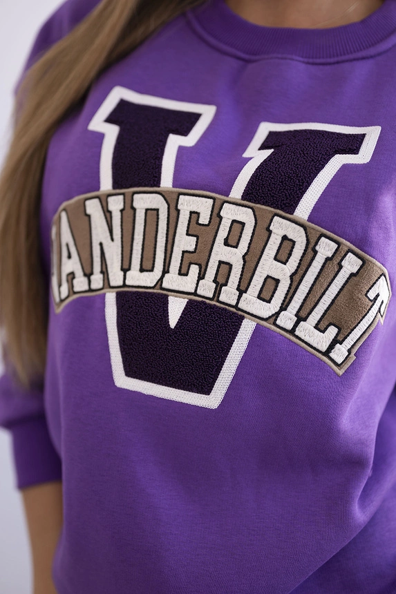Women's oversized sweatshirt with Vanderbilt print purple